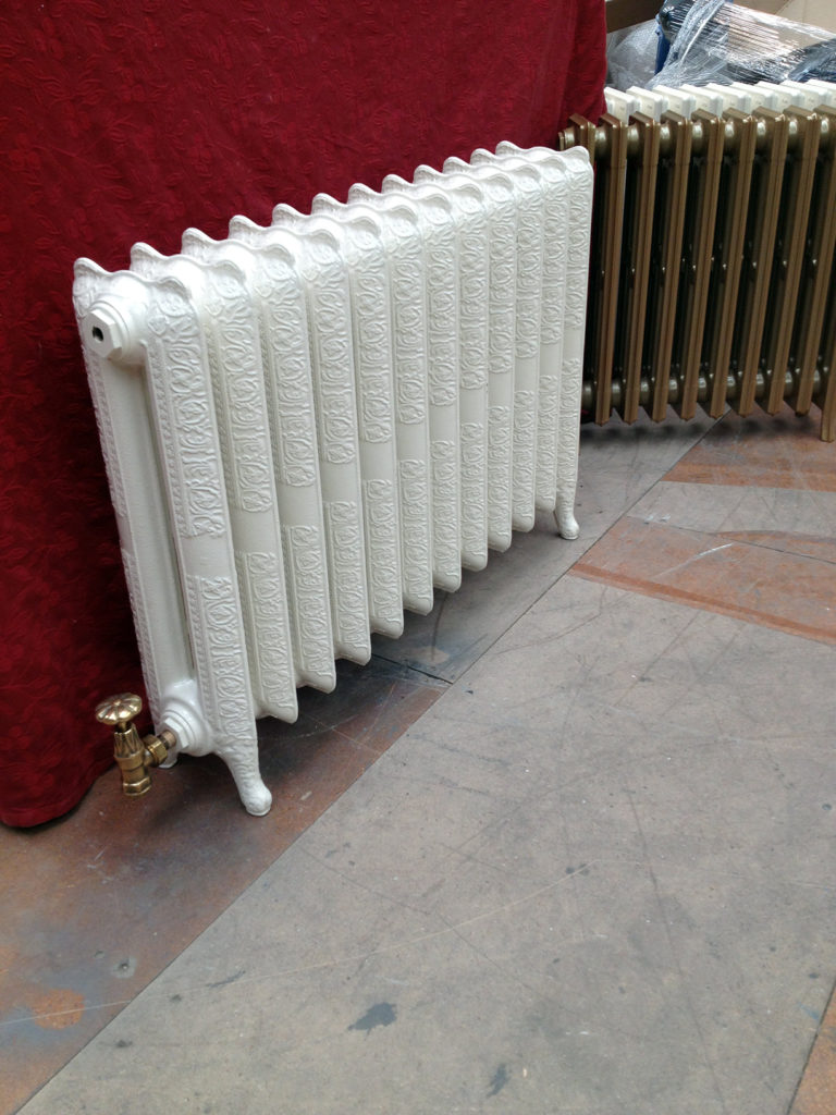 Historic Cast Iron Radiator in Ivory finish with Dante Valve